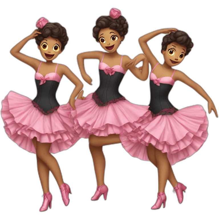 Three girls dancing cancan emoji