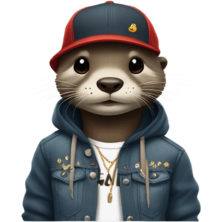 An otter wearing streetwear emoji