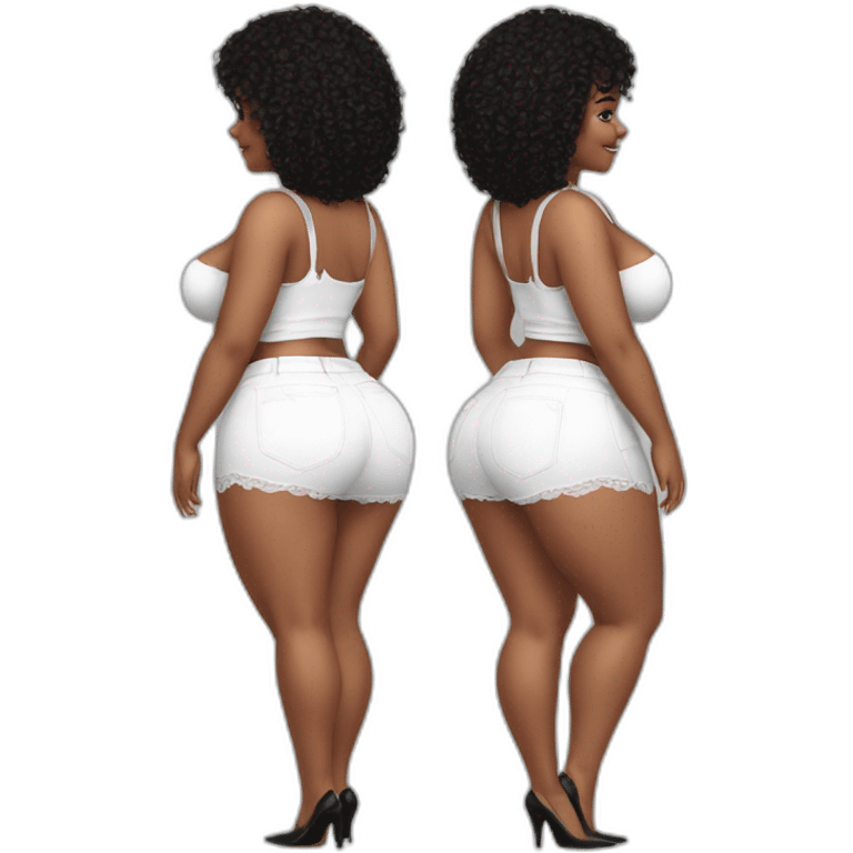 full-body-curvy-beauty-white-knickers-under black skirt rear view emoji