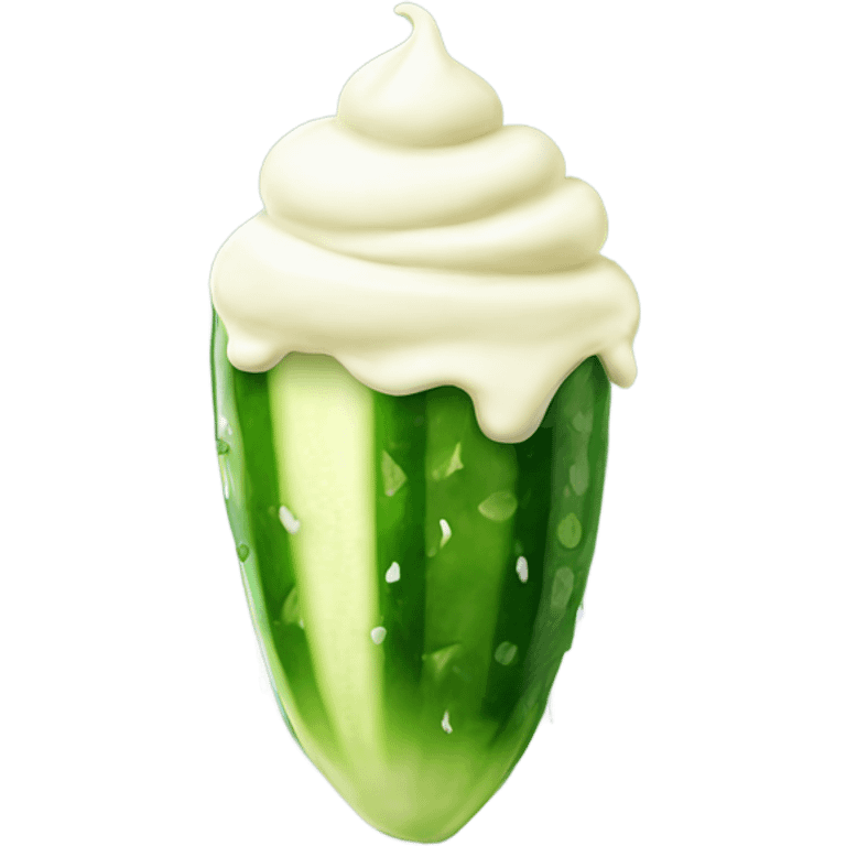 Cucumber shooting out vanilla ice cream emoji