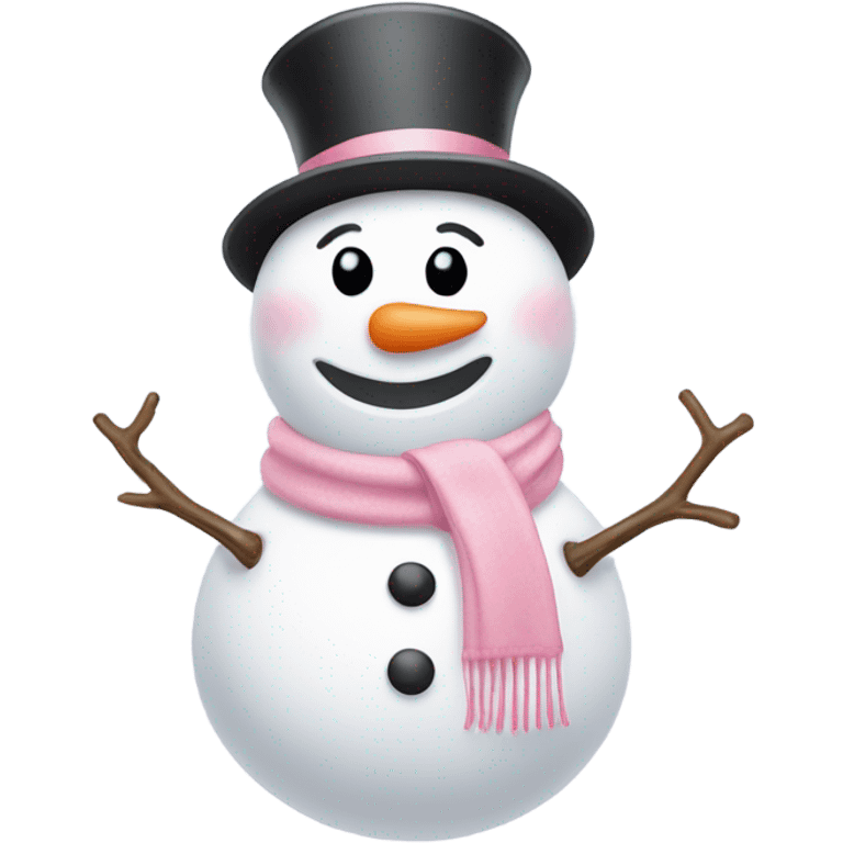 Cute white and light pink snowman emoji