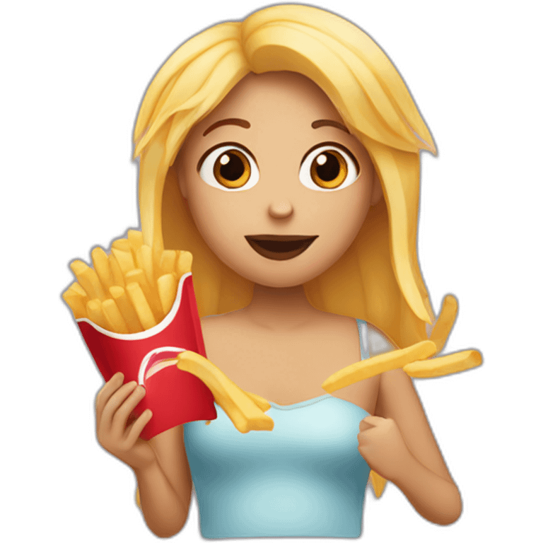 a girl eating french fries emoji