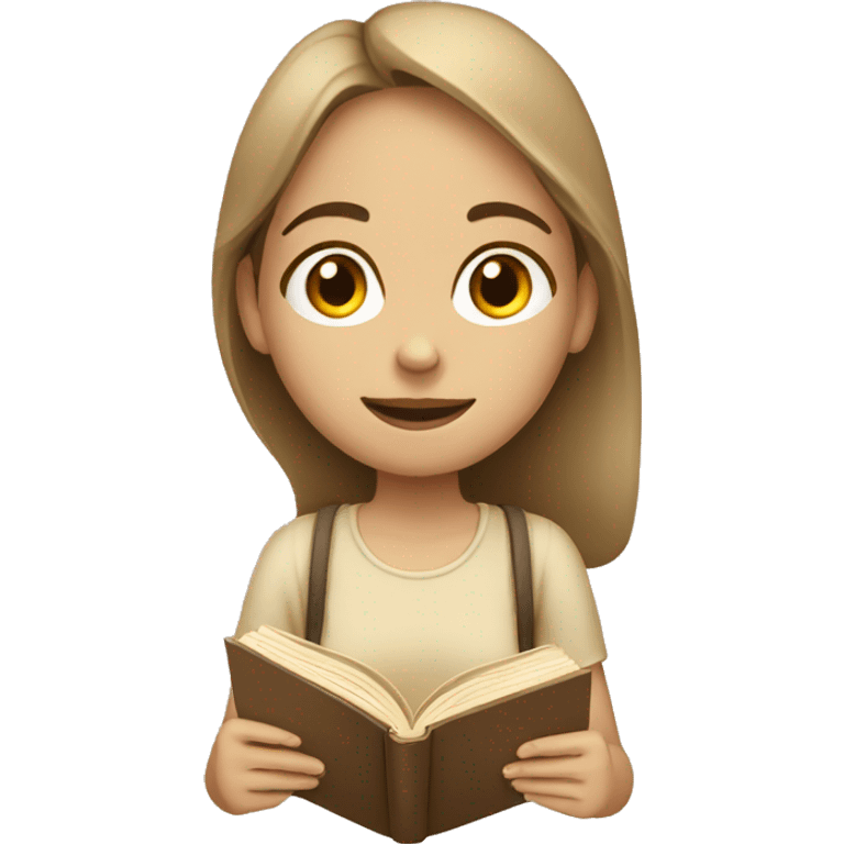 Girl reading a book. In beige tones  emoji