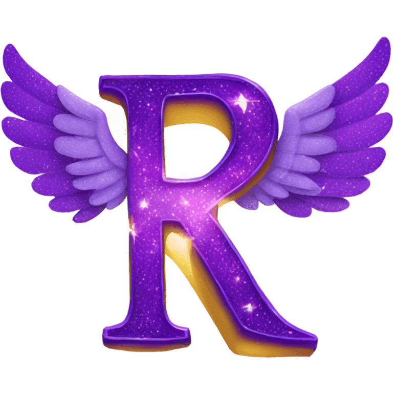 Sparkling Purple letter R with wings & halo emoji