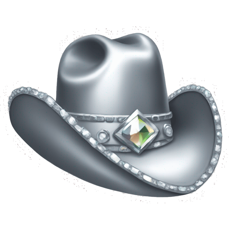 Silver cowboy hat cover in gems  emoji