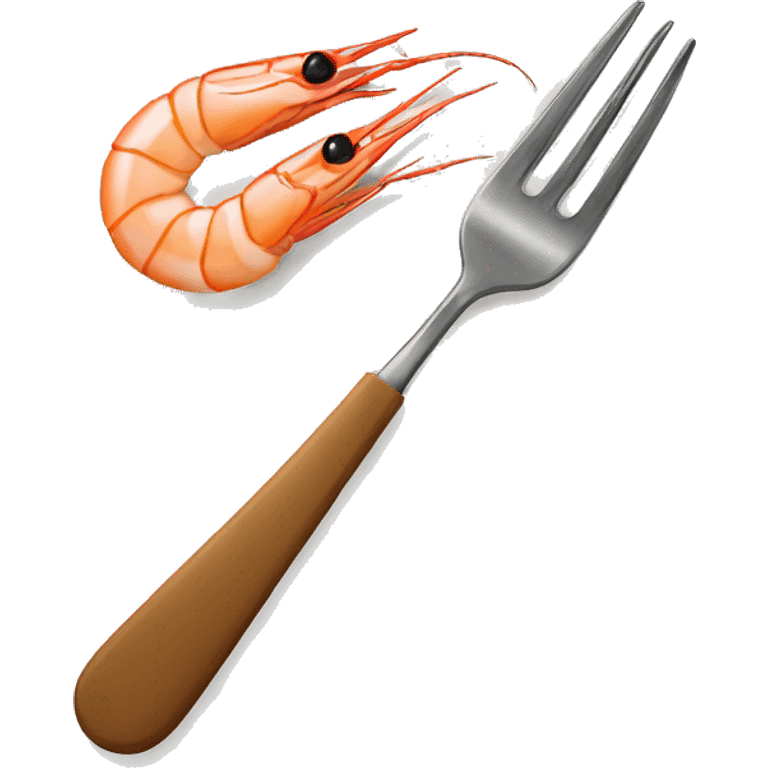 A fork with a shrimp emoji