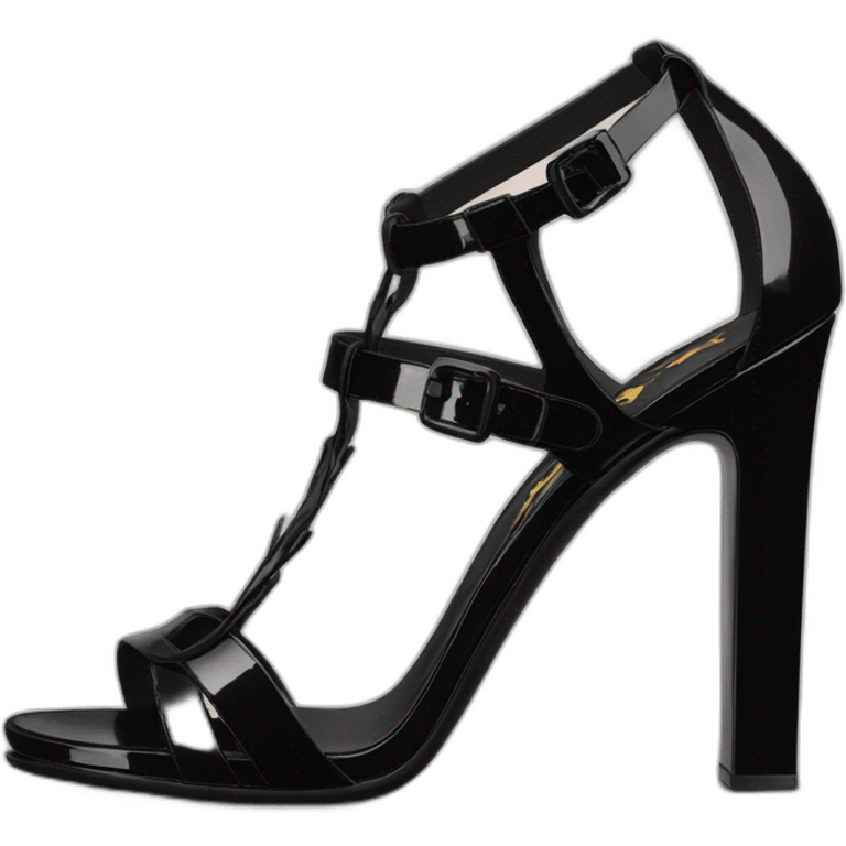 Ysl TRIBUTE heel SANDAL black PATENT LEATHER emoji