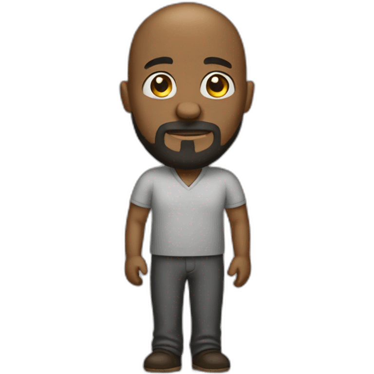 Full length bald headed black person with a beard emoji