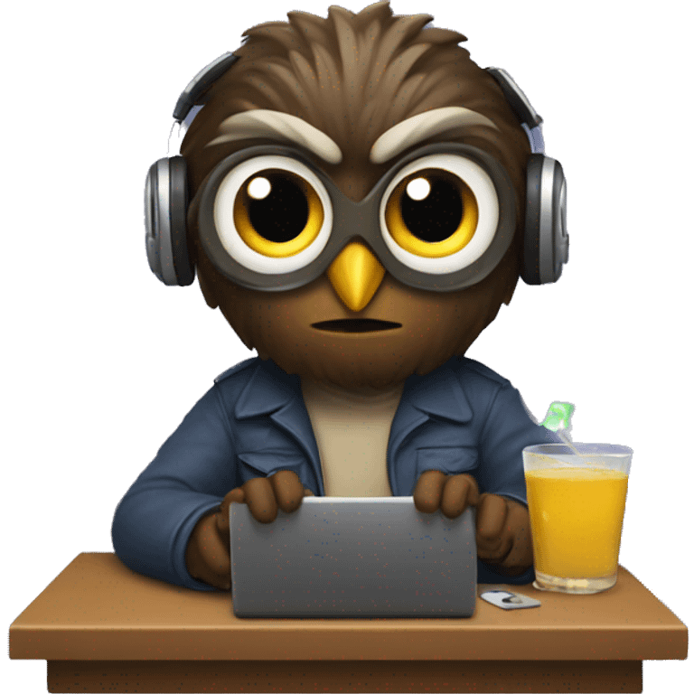 Night owl playing video games emoji