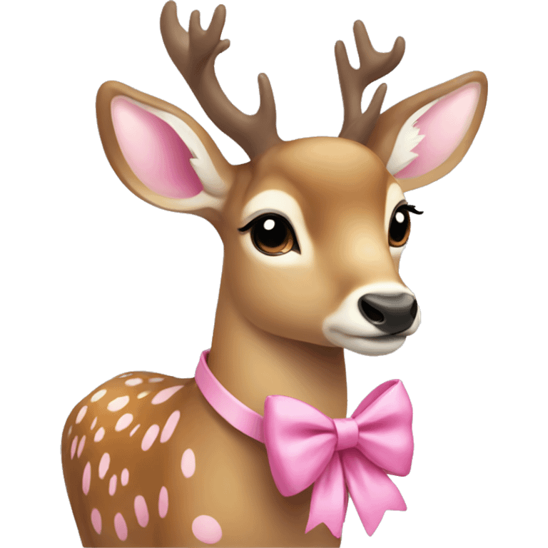 pretty deer with pink bow  emoji