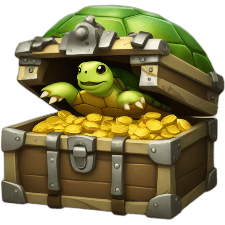 turtle with a treasure chest as it's shell emoji