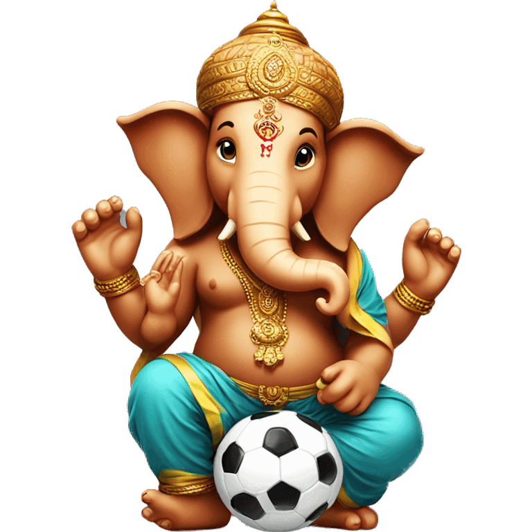 Ganpati with soccer ball emoji