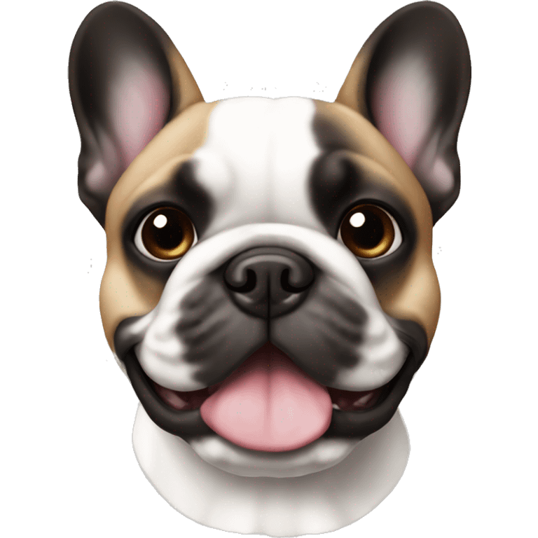 A French bulldog with black brown and white fur emoji