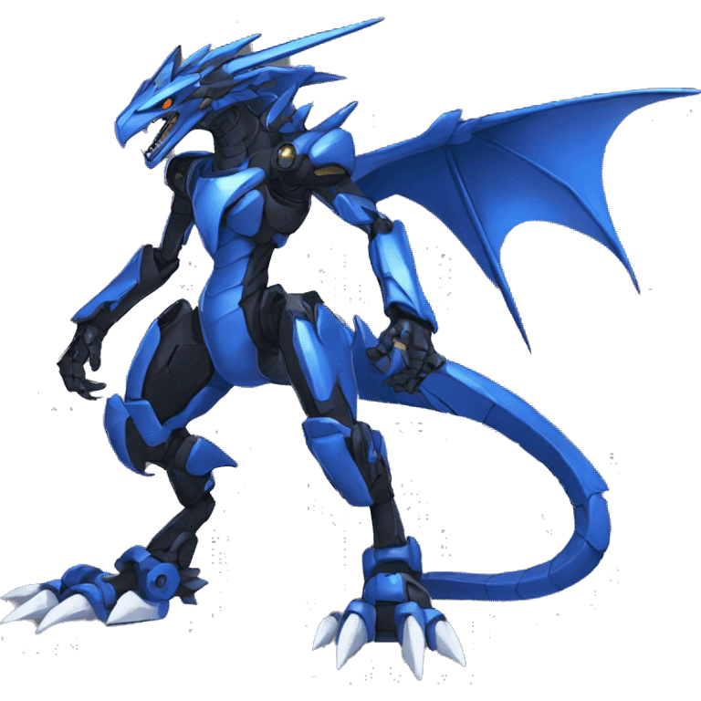  Cool Edgy Black Blue Digimon-Fakemon-Raptor-Dragon-Mecha full body emoji