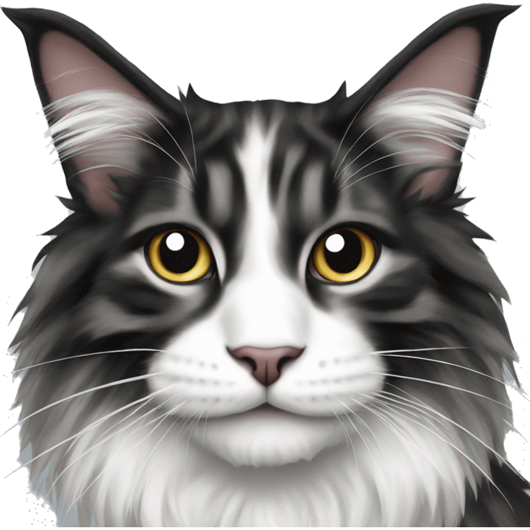 black and white happy maine coon emoji