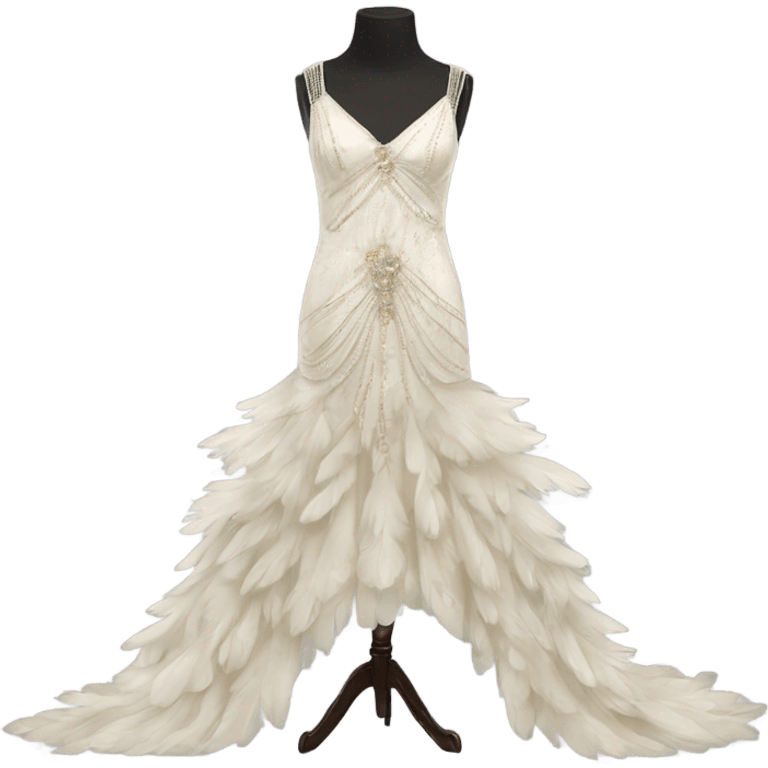 Hyper Realistic vintage flapper Wedding dress displays emoji