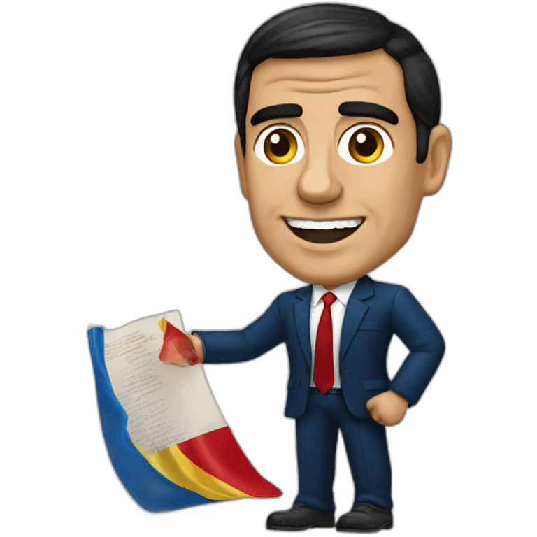 Pedro Sánchez with Spanish constitution  emoji