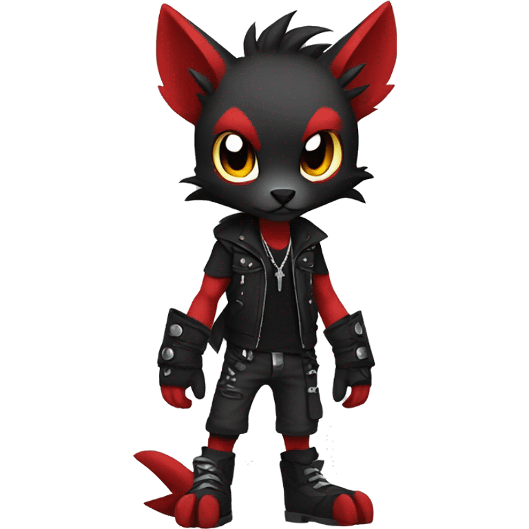 cool edgy black punk red animal hybrid Fakemon full body emoji