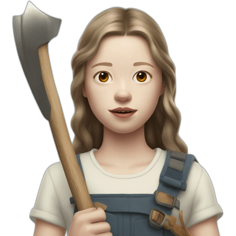 mia goth as pearl holding an axe emoji