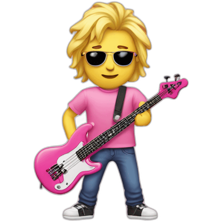 long-blond-bassguitar-player-pink-Tshirt-pink emoji