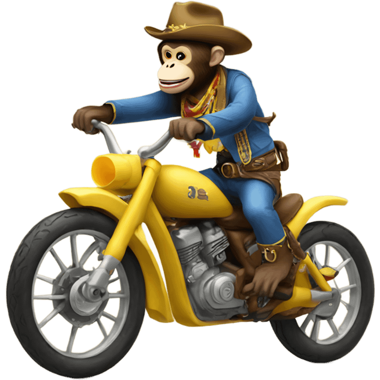 Monkey cowboy riding banana bike emoji