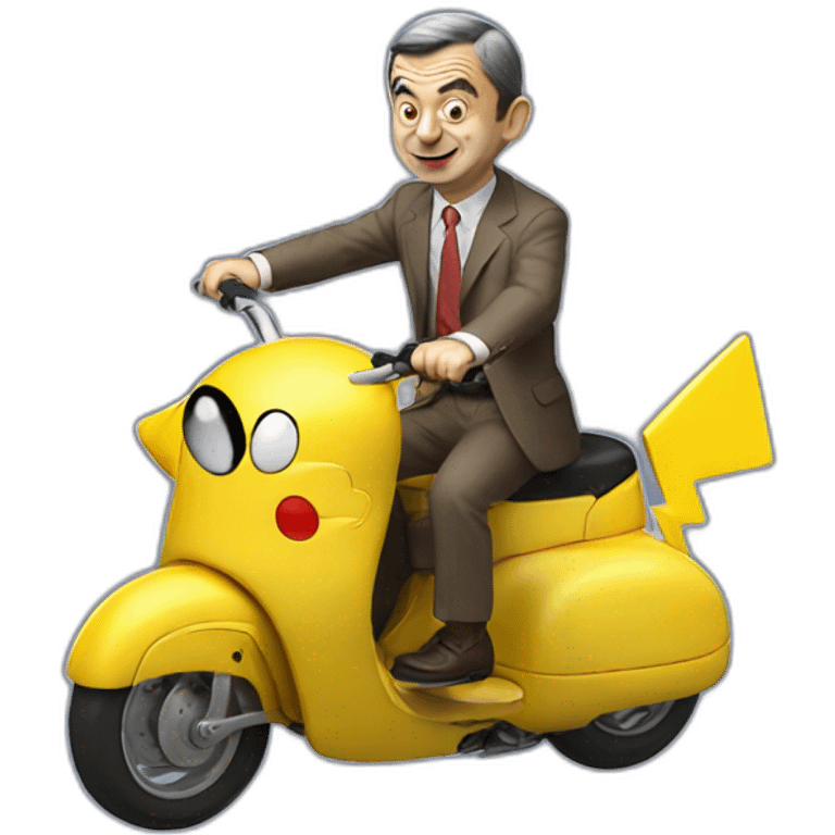 mr bean riding pikachu emoji