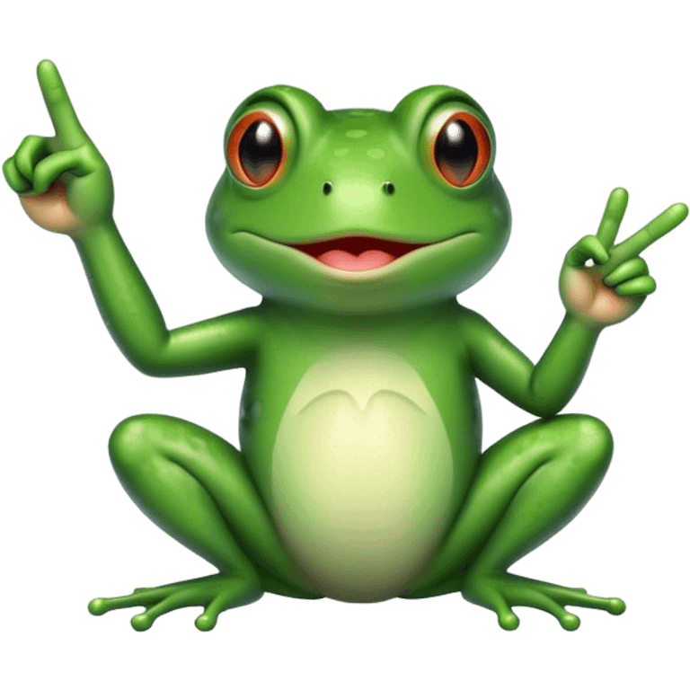 Frog giving the middle finger emoji