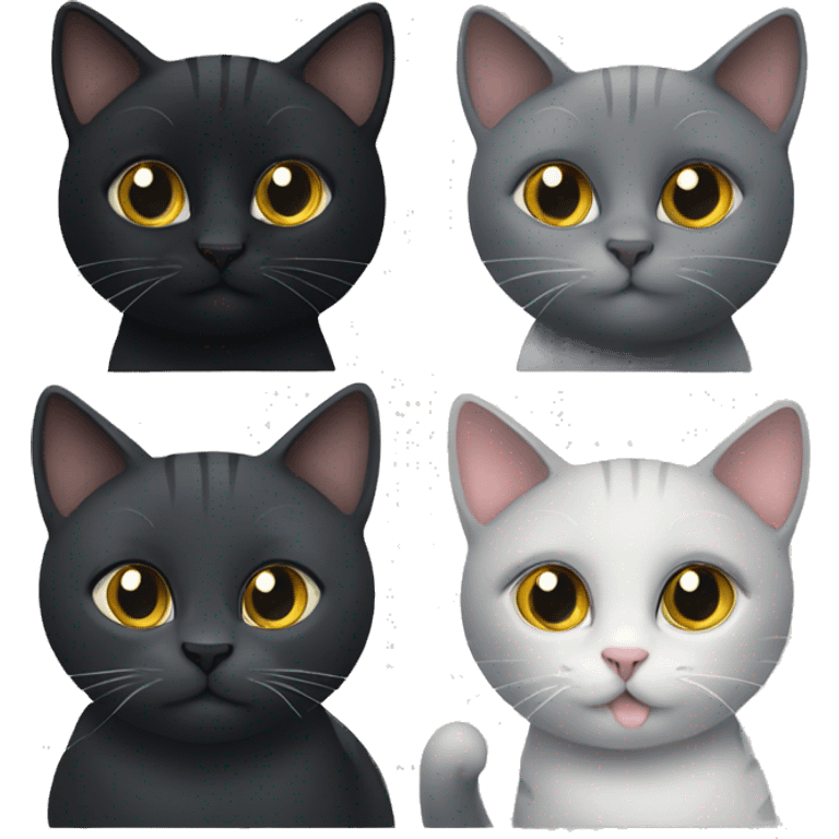 Four grey cats and one black cat emoji