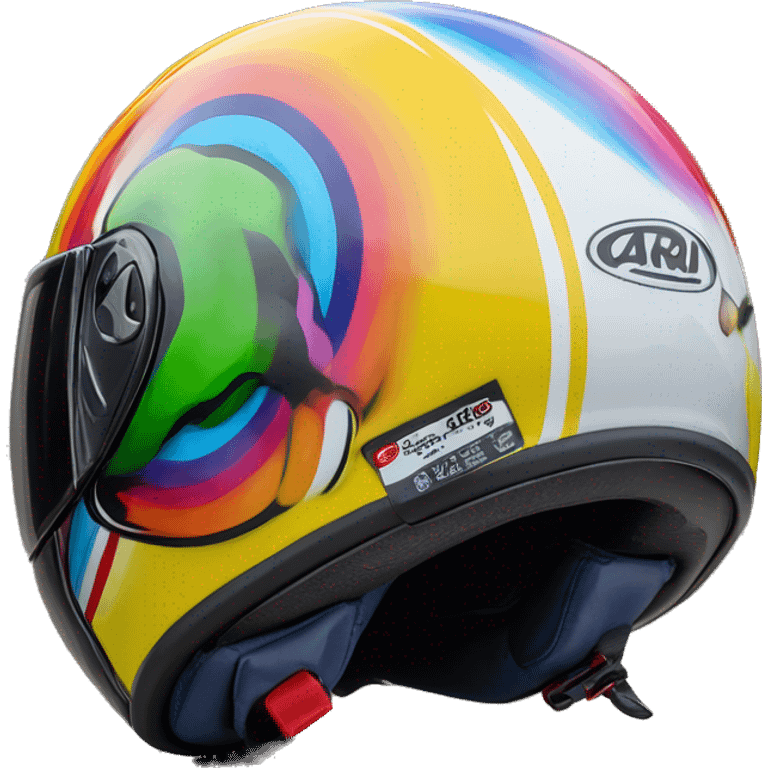 Casque moto jet arai de 3 quart avec des couleurs flashy emoji