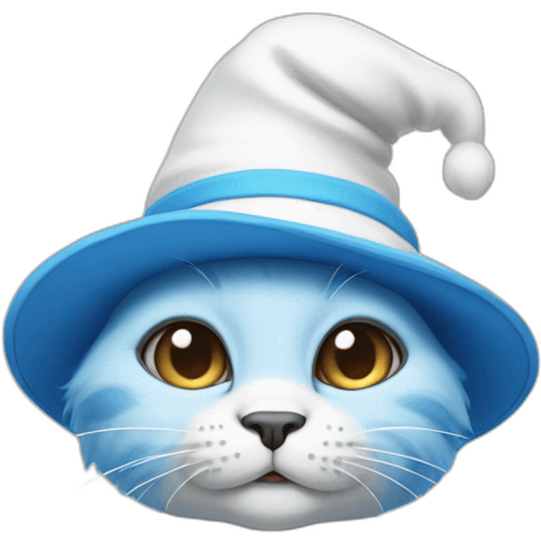 Blue smurf cat with white hat emoji