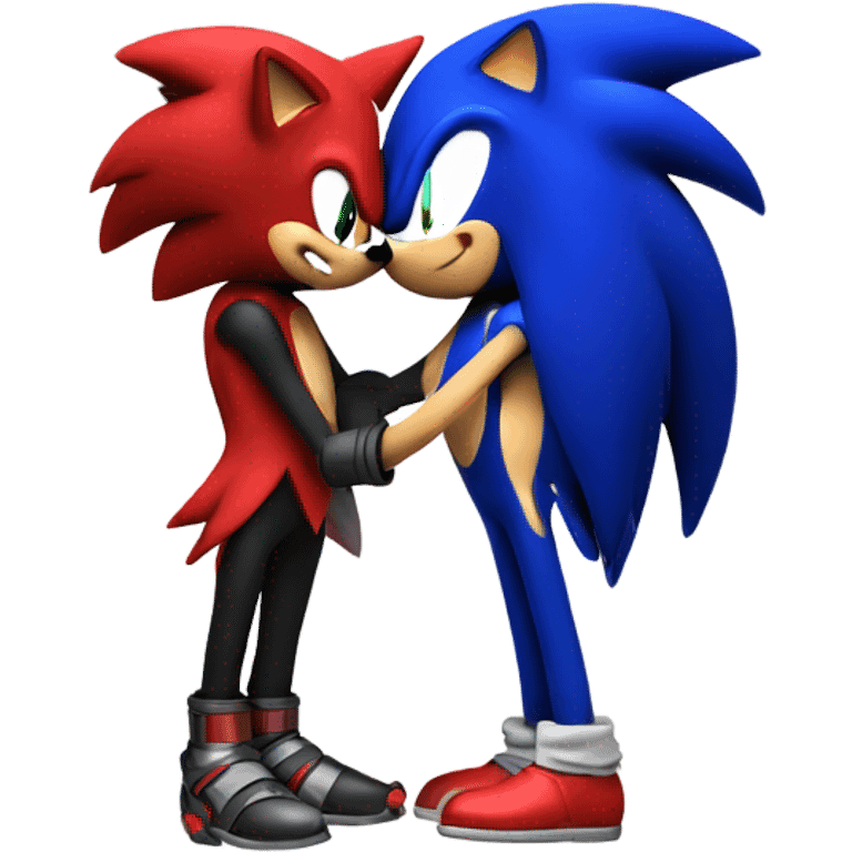 Sonic and shadow the hedgehog hugging emoji