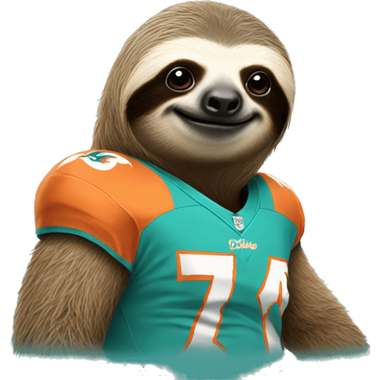 Sloth with a Miami Dolphins jersey  emoji