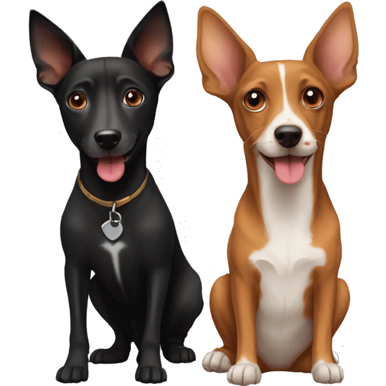 Black yorshire dog and  brown podenco dog emoji