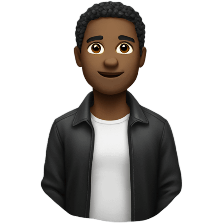 realistic male portrait in black standing up  emoji