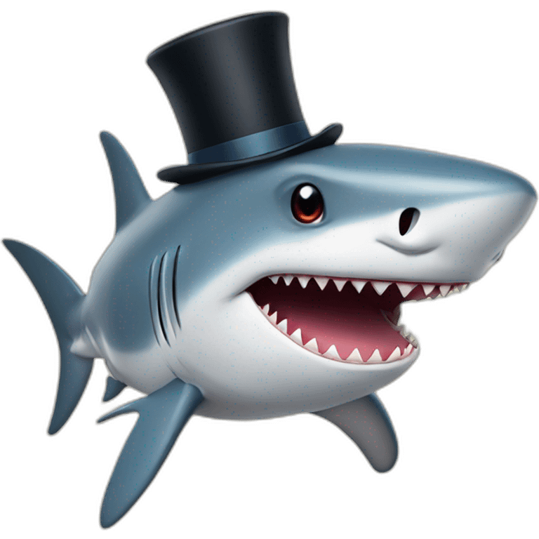 Shark with a top hat emoji