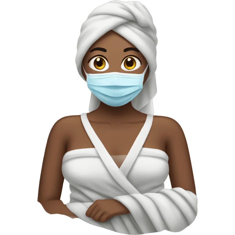 Woman in a towel and face mask emoji