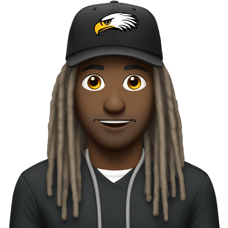 Black eagles fan with dread Locs and hat emoji