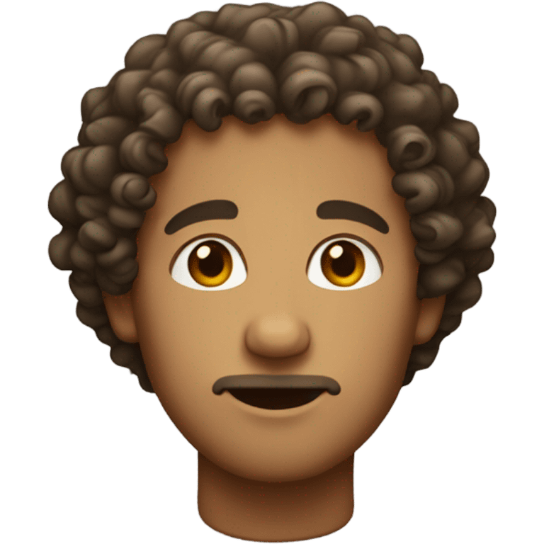 man with curly hair and small clavicle emoji