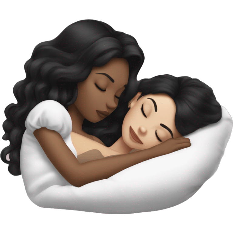 sleeping beauty black hair white girl with a silk pillow emoji