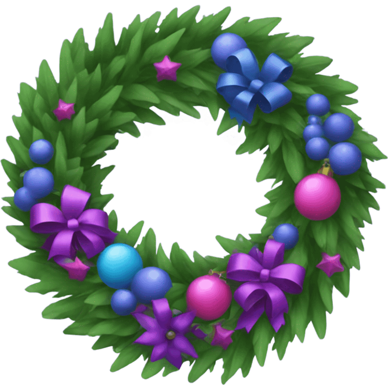 Blue and purple Wreath with Merry Christmas emoji