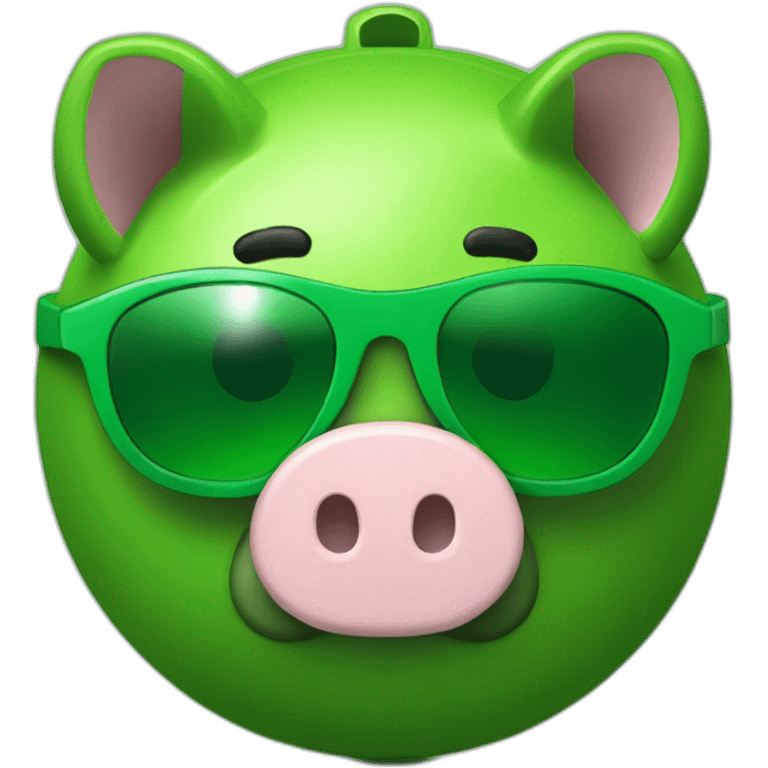 green piggybank with green sunglasses emoji