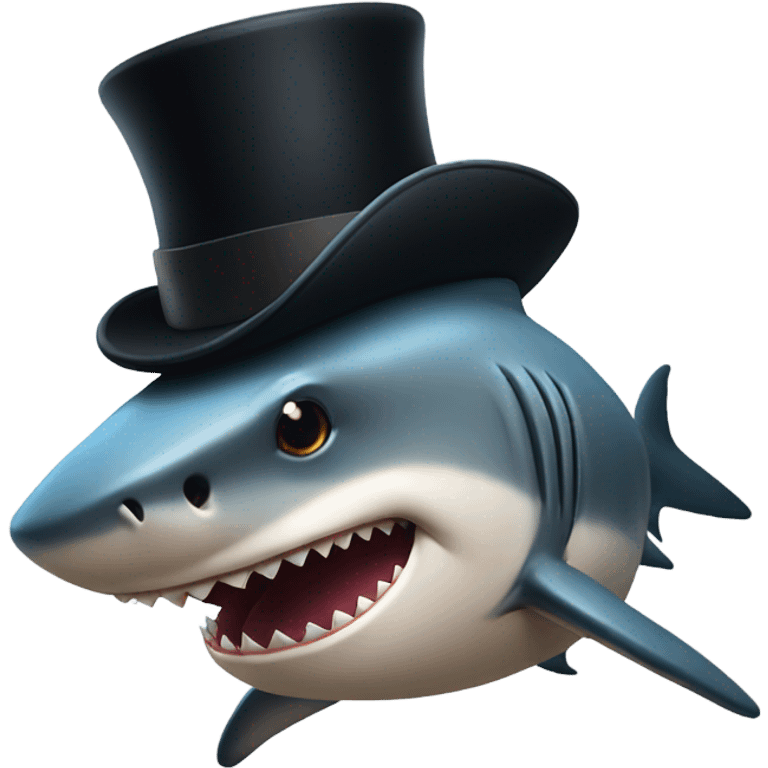 Shark with a top hat emoji