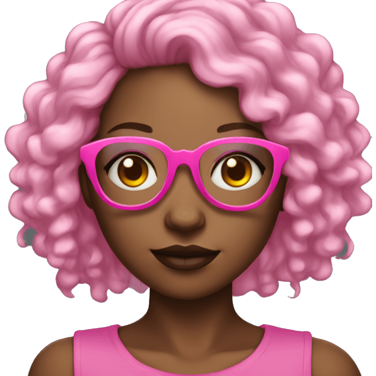 Black girl half white with Lightning pink glasses curly hair big forhead  emoji