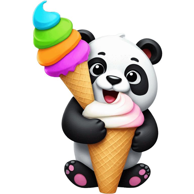 Panda eating ice cream emoji