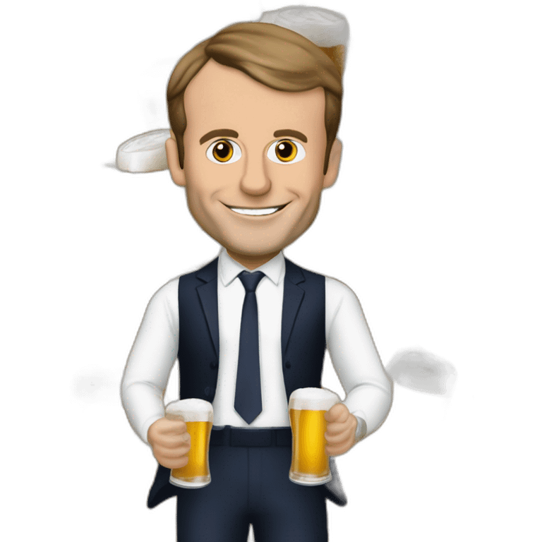 Emanuel Macron buvant une biere emoji