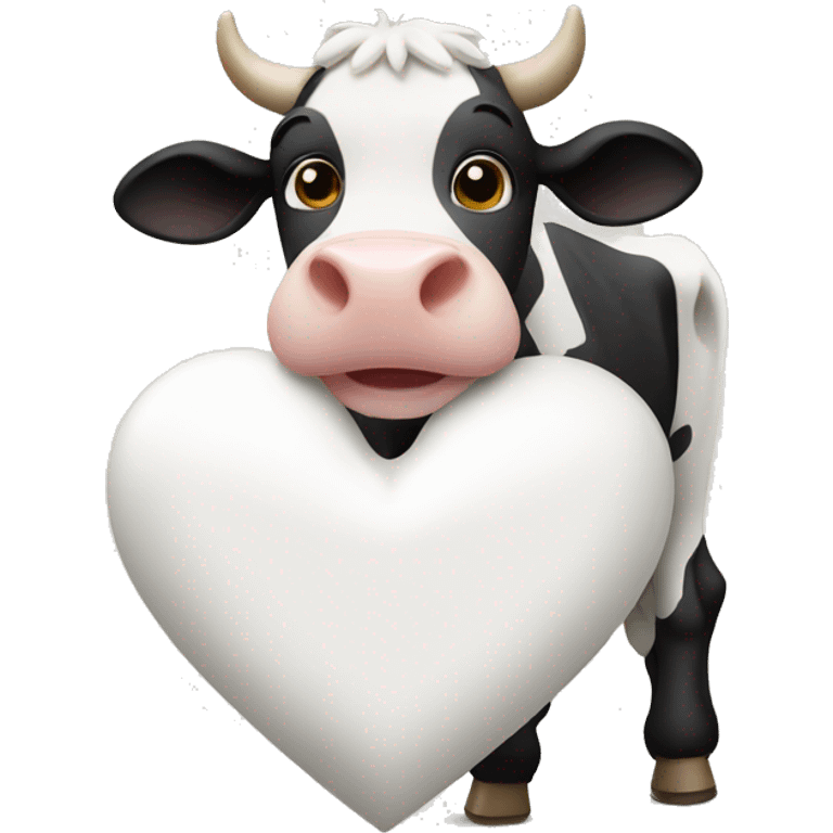 Cow holding white heart  emoji