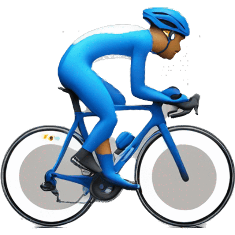 Cyclist in blue on top of a competition podium emoji