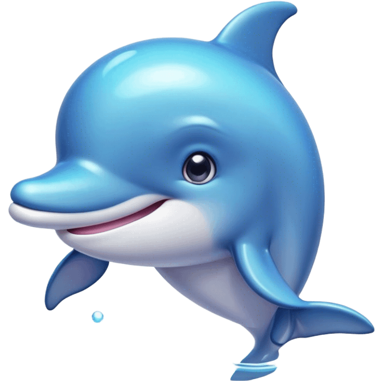 Cinematic Huggable Dolphin Portrait Emoji, Embracing a cuddly, rounded form with a soft, inviting silhouette and a gentle, warm smile, featuring smooth, glossy skin and large, endearing eyes that sparkle with affection, Simplified yet irresistibly adorable features, highly detailed, glowing with a tender, pastel aquatic glow, high shine, comforting and delightful, stylized with an air of plush marine lovability, soft glowing outline, capturing the essence of a super cute dolphin that seems as if it could be hugged into your heart! emoji