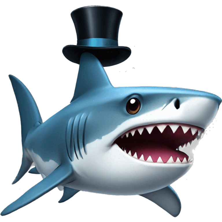 Shark with a top hat emoji