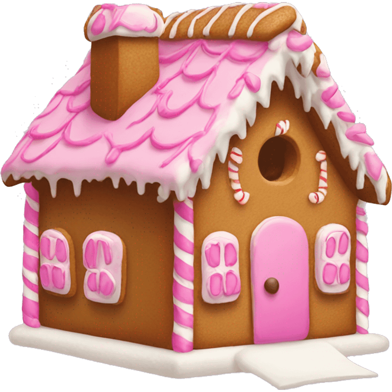 Gingerbread house with a pink bow  emoji